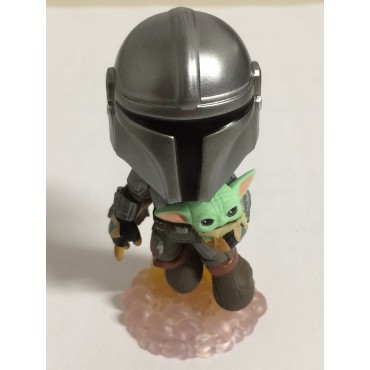 FUNKO POP  MINIS STAR WARS - THE MANDALORIAN : 07 FLYING MANDO WITH GROGU  MISTERY BOX  ( open )