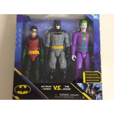 DC COMICS SUPER HEROES 3 X 12" - 30 cm ACTION FIGURES SET  BATMAN & ROBIN vs THE JOKER  SPIN MASTER: 6064967