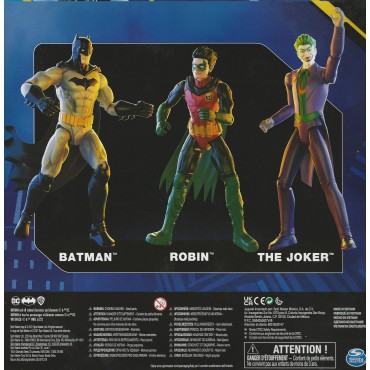 DC COMICS SUPER HEROES 3 X 12" - 30 cm ACTION FIGURES SET  BATMAN & ROBIN vs THE JOKER  SPIN MASTER: 6064967