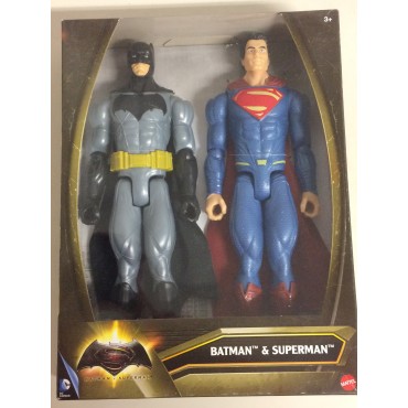 BATMAN & SUPERMAN 30 cm 2X ACTION FIGURES mattel DLN3