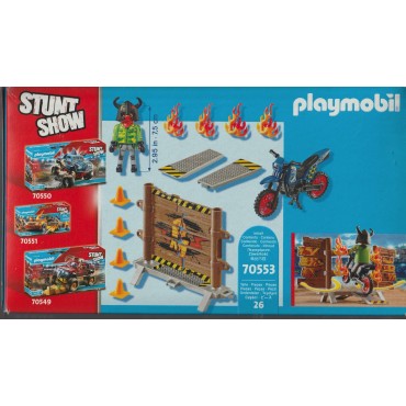 PLAYMOBIL STUNT SHOW 70553 MOTOCROSS CON PARETE DI FUOCO