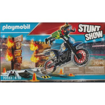 PLAYMOBIL STUNT SHOW 70553 MOTOCROSS WITH FIERY WALL