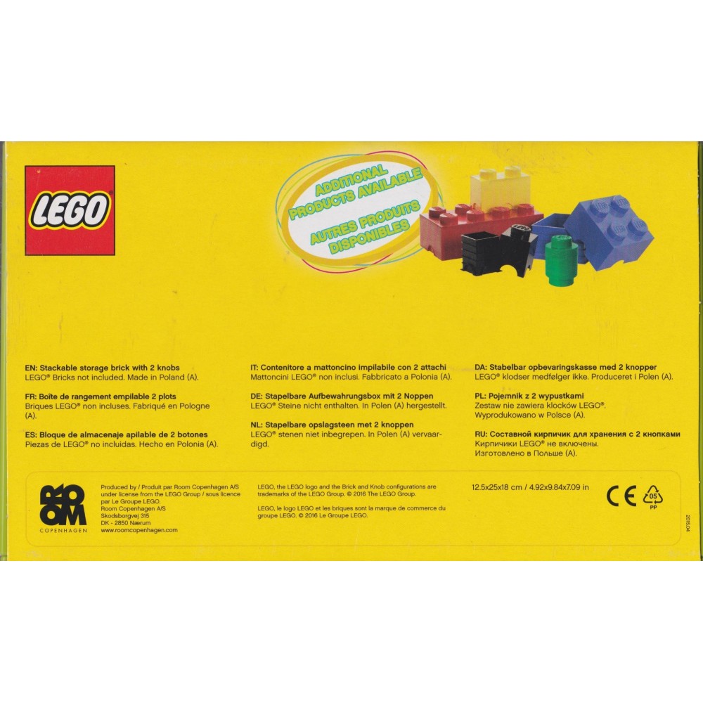 LEGO STORAGE BRICK 4002 2 KNOBS LIME GREEN NEW STILL SEALED 125 x 125x 180  mm