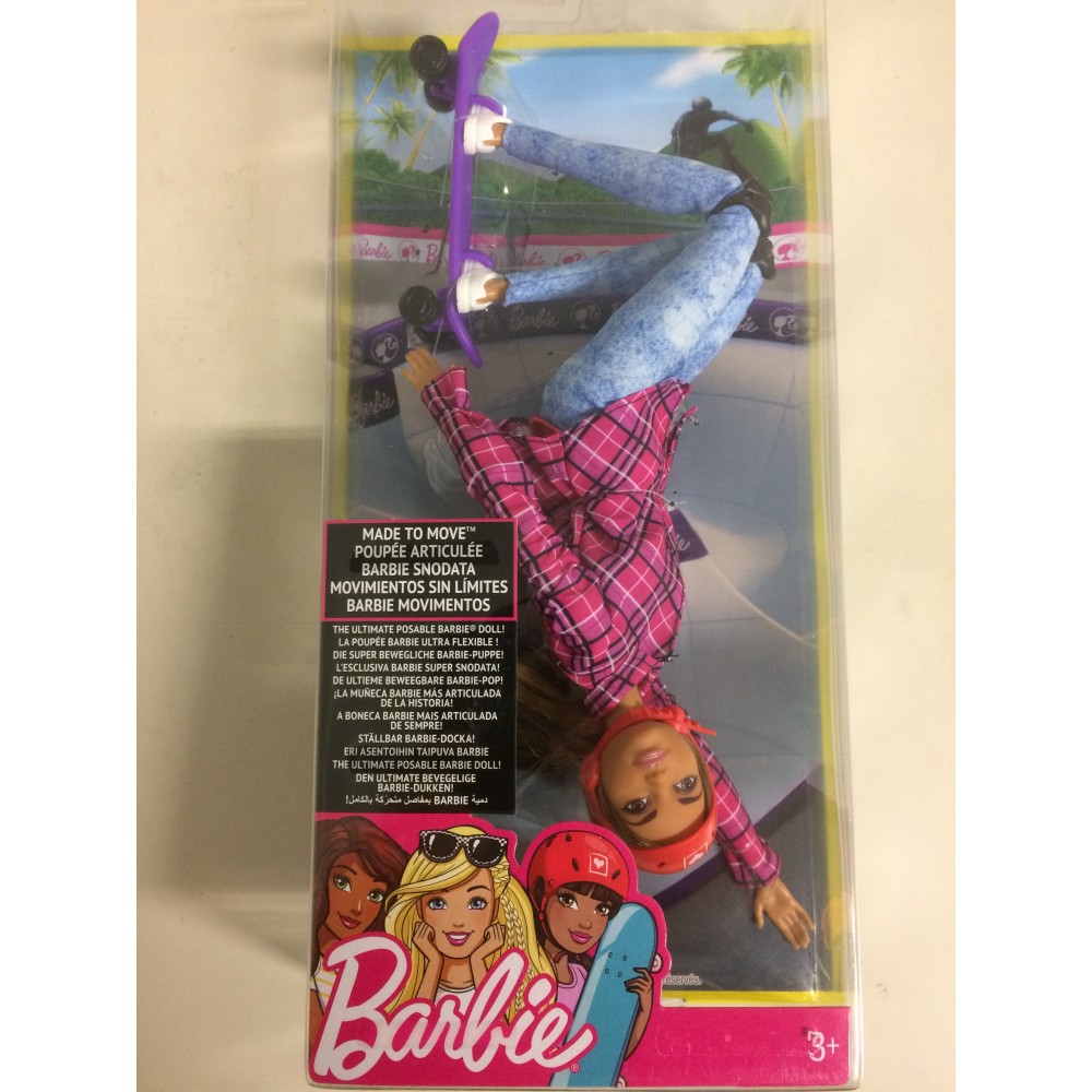 Barbie sport super snodata skate boarding Mattel
