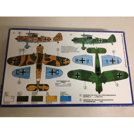 modellino in plastica ITALERI 109 HENSCHEL HS 126  scala 1: 72 nuovo in scatola  aperta