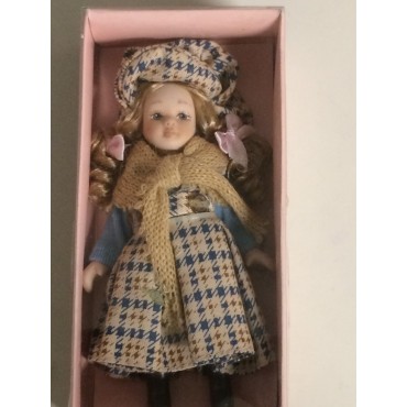 DOLL'S HOUSE COLLECTION 37 5" DOLL WITH BROWN & BLUE DRESS