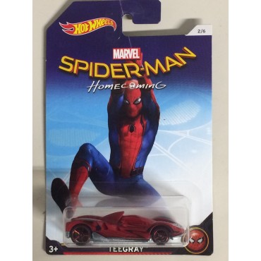 HOT WHEELS - MARVEL SUPERHERO CHARACTER CAR POWER RAGE spider man the homecoming single vehicle package DWD17