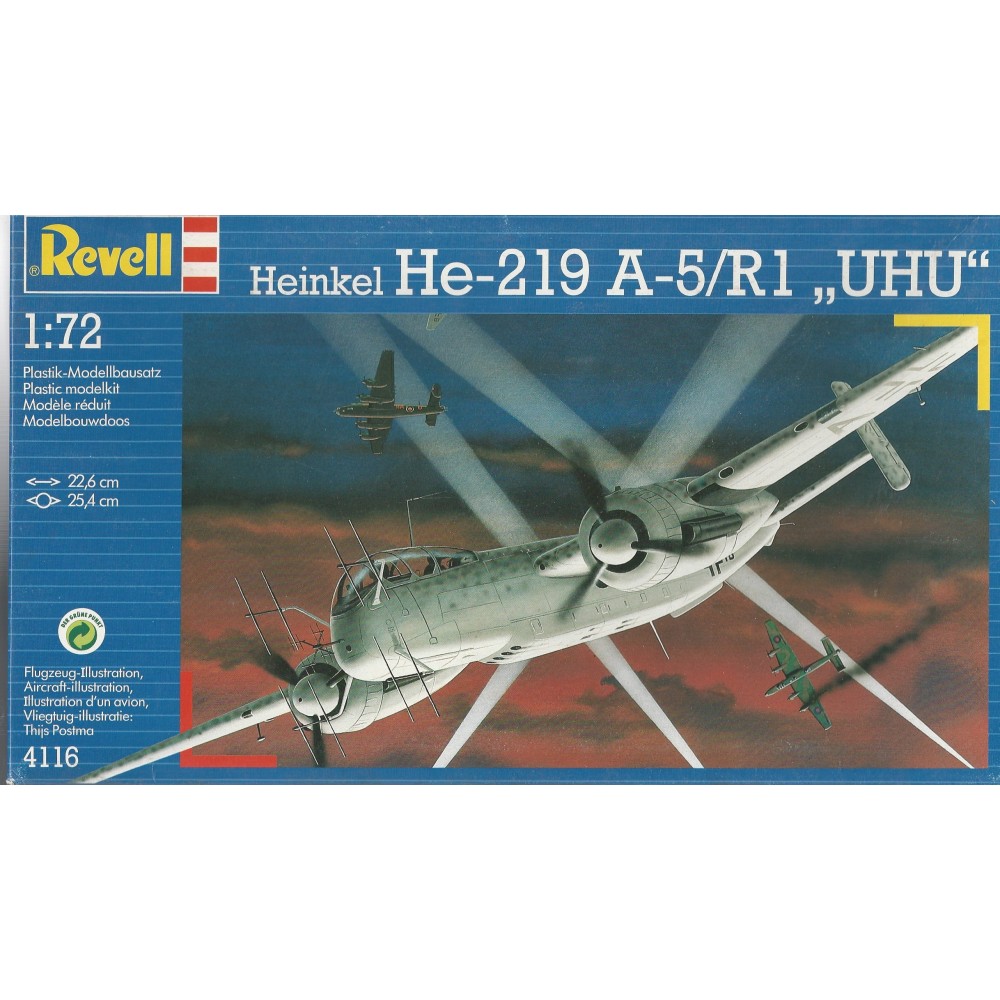 modellino in plastica scala 1 : 72 REVELL 4127 HEINKEL HE 219 " UHU "  nuovo con scatola aperta