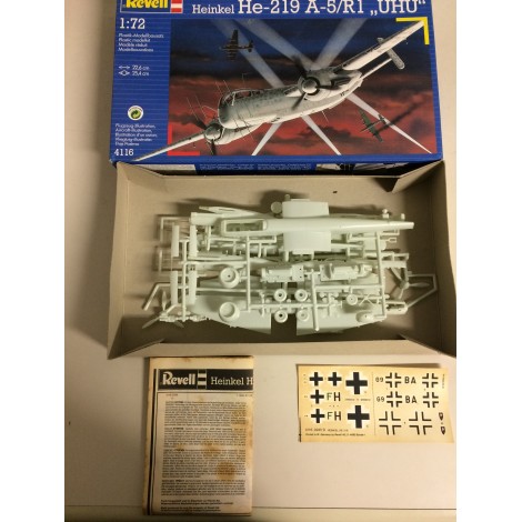 modellino in plastica scala 1 : 72 REVELL 4127 HEINKEL HE 219 " UHU "  nuovo con scatola aperta