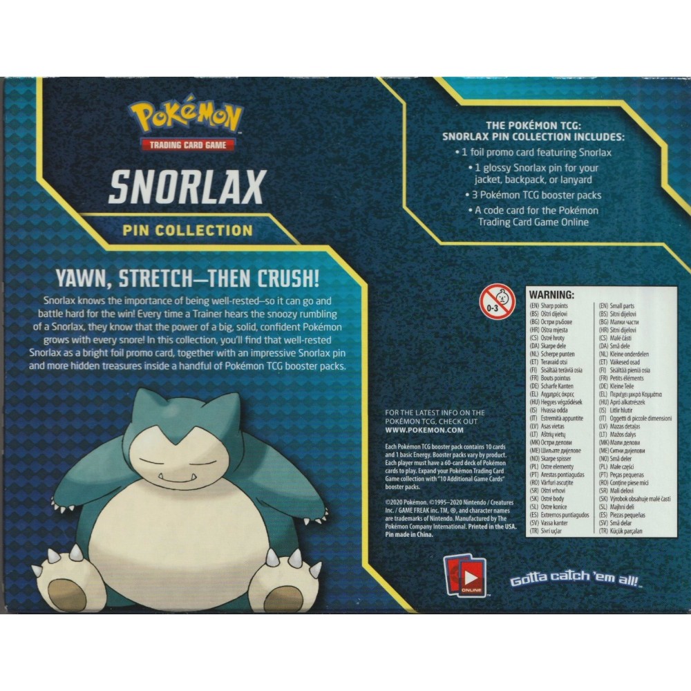 2020 Pokemon TCG Snorlax Pin Collection - US